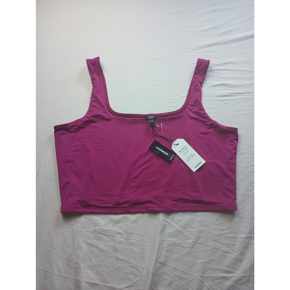 Express Body Contour‎ Purple NWT Women Top Size XL Square Neck Cropped